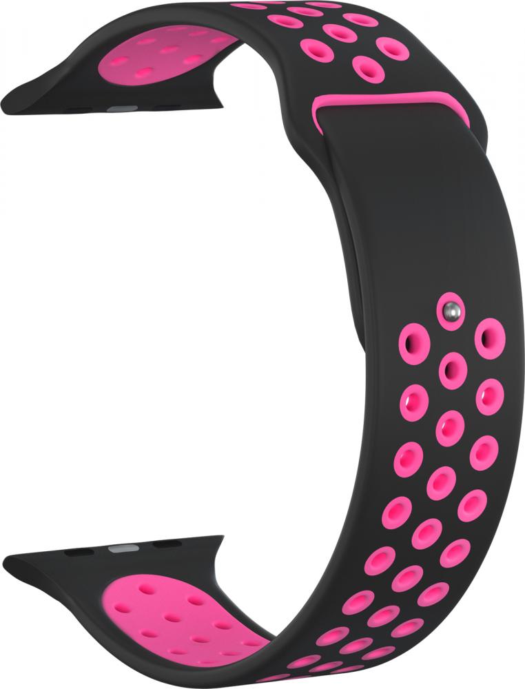 

Ремешок силиконовый GSMIN Sport Edition для Apple Watch 38/40mm (Черно-розовый), Ремешок силиконовый GSMIN Sport Edition для Apple Watch 38/40mm