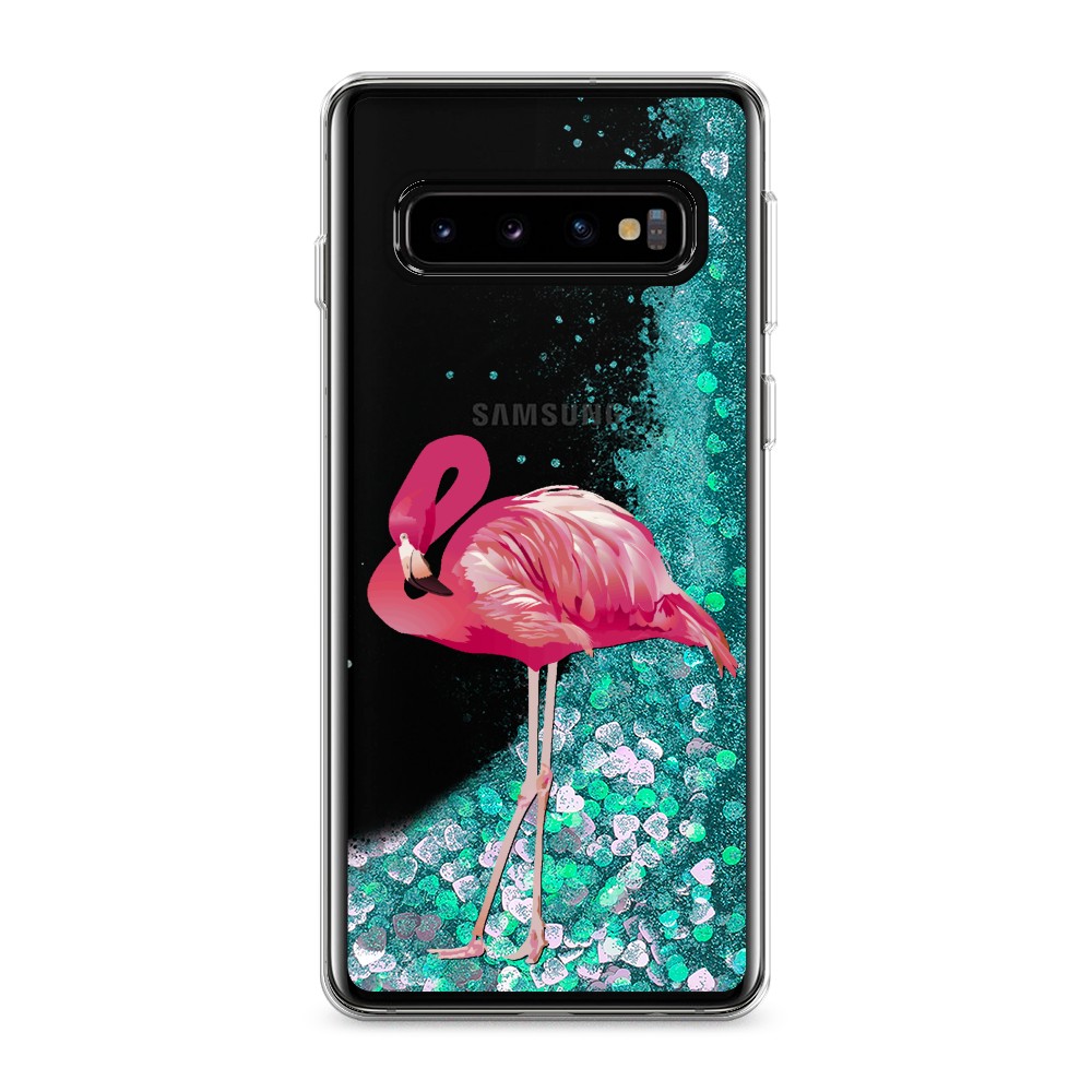 

Жидкий чехол с блестками "Застенчивый фламинго" на Samsung Galaxy S10, 27095-1