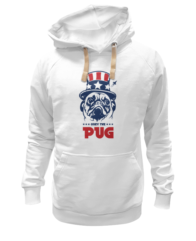 

Толстовка унисекс Printio Мопс президент (obey pug) белая 3XL, Белый, Мопс президент (obey pug)