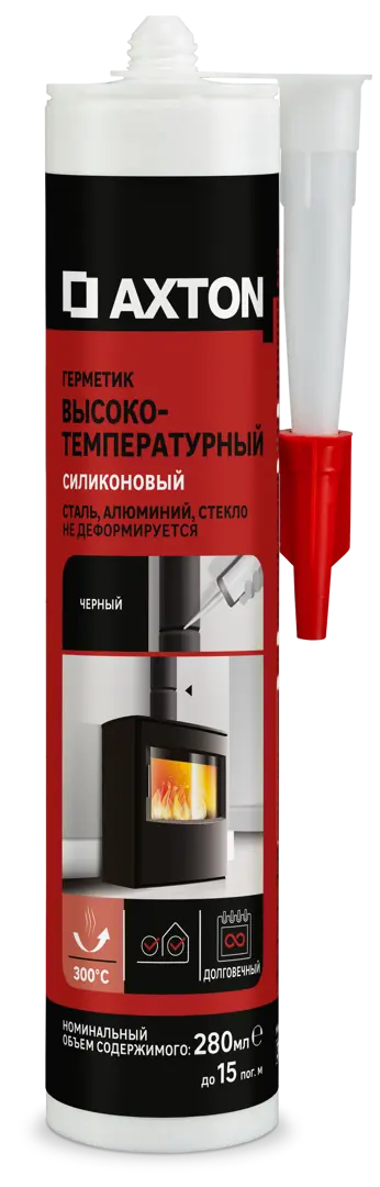 Герметик силиконовый высокотемпературный Axton 280 мл уксусный черный до 300°C атласная кожа тонер для лица уксусный на основе ферментир экстрактов 95м