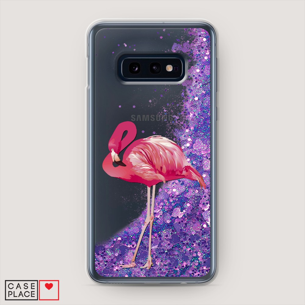 

Жидкий чехол с блестками "Застенчивый фламинго" на Samsung Galaxy S10E