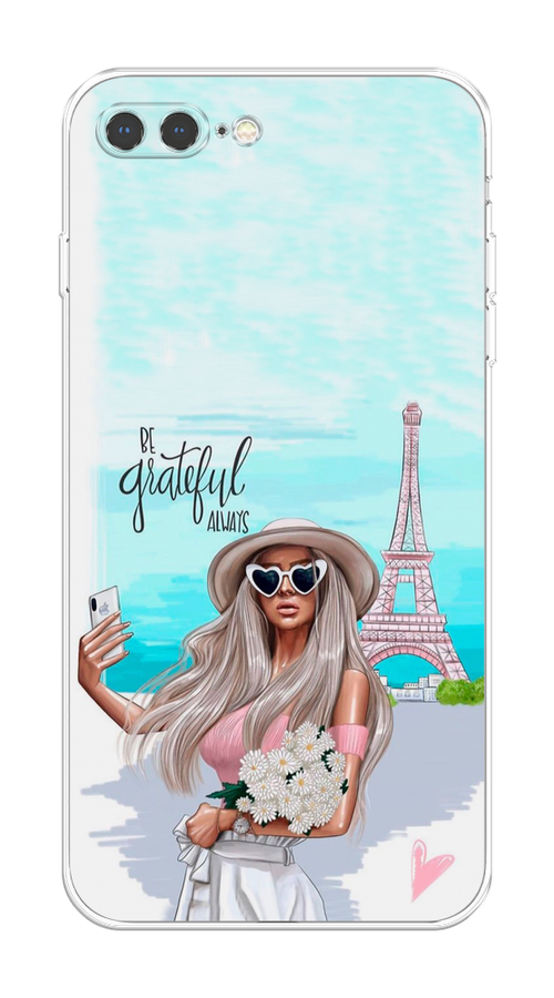 

Чехол на Apple iPhone 8 Plus "Селфи Париж", Голубой;бежевый, 10950-6