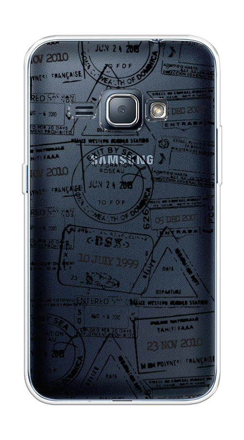 

Чехол на Samsung Galaxy J1 2016 "Visa stamps 2", Белый;черный;серый, 22150-2