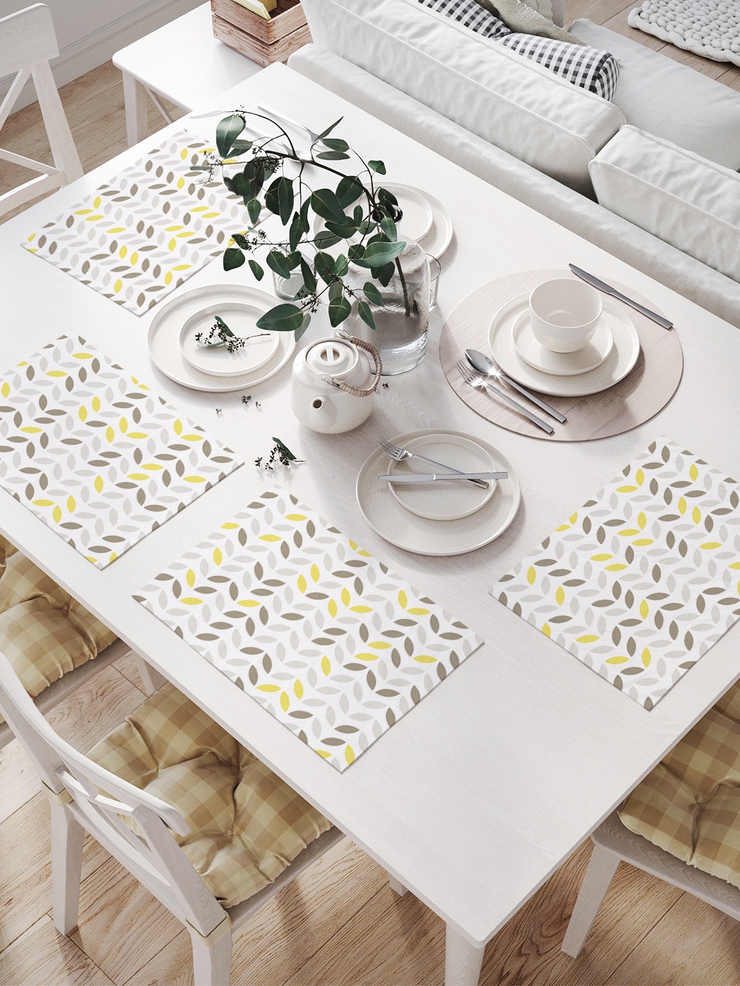 

Комплект салфеток для сервировки стола «Лиственный парад» (32х46 см, 4 шт.), Белый;серый;зеленый