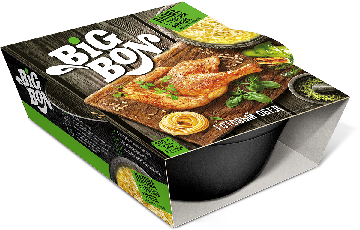 

Лапша Bigbon с тушеной курицей, грибами и овощами 110 г