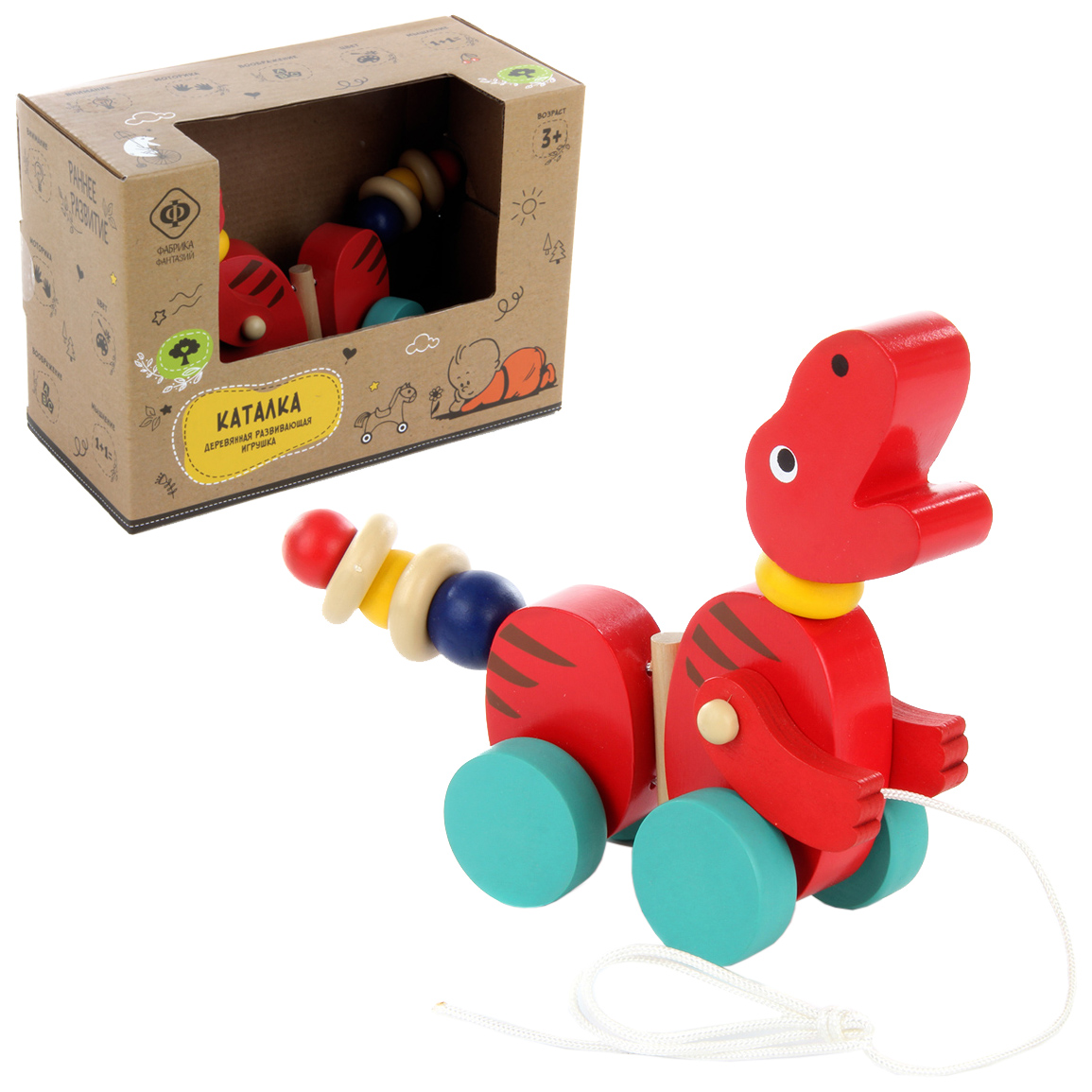 

Деревянная игрушка-каталка "Динозаврик"