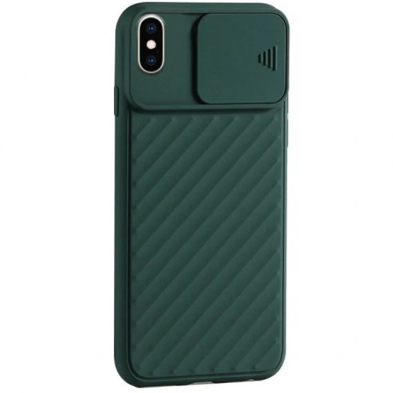 фото Чехол для iphone x/xs с защитой камеры шторка overlay (темно-зеленый) ёmart