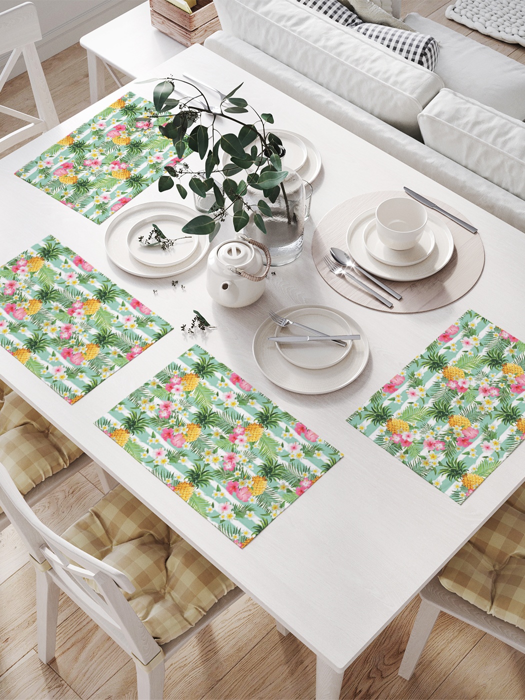 фото Комплект салфеток для сервировки стола «ананасовый пейзаж» (32х46 см, 4 шт.) joyarty