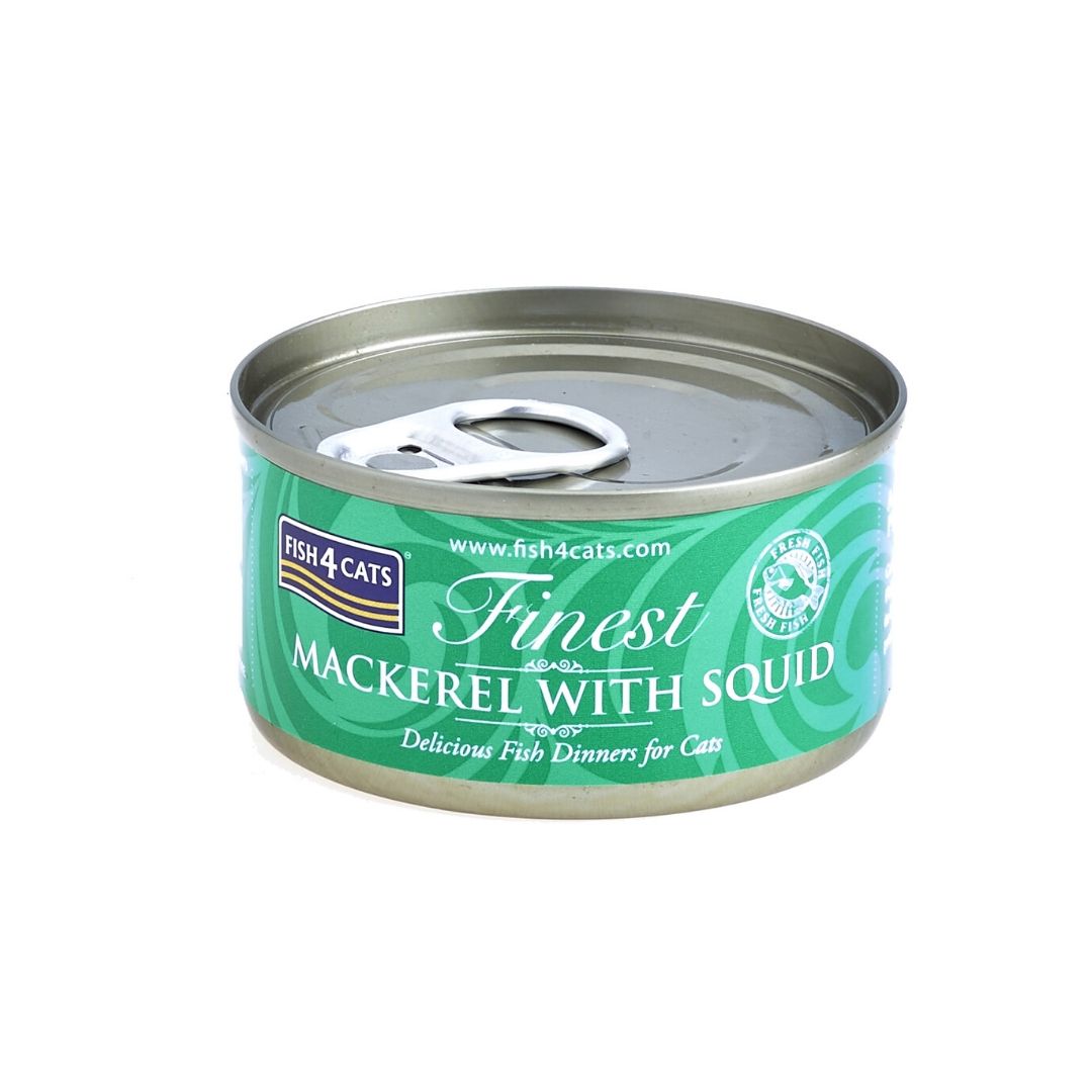 фото Консервы для кошек finest fish4cats mackerel with squid скумбрия с кальмарами, 70г 10шт