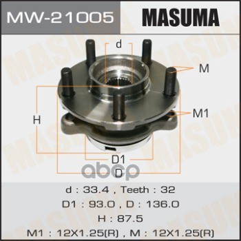 

Ступица с подшипником NISSAN 08- передн. MASUMA MW-21005