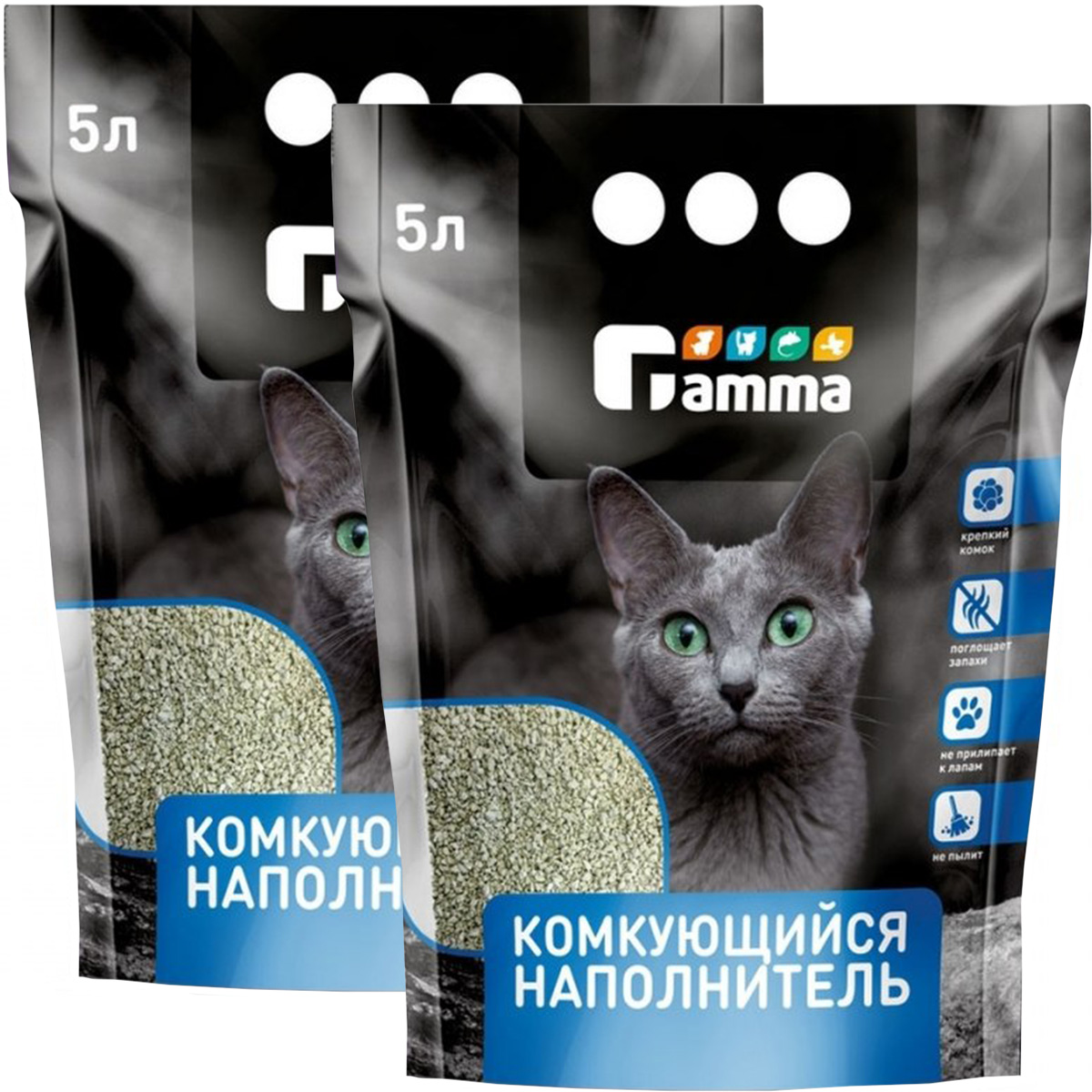 Наполнитель для туалета кошек Gamma комкующийся 2 шт по 5 л