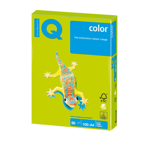 Бумага IQ Color Neon, А4, 80 г/м2, 100 л., Неоновый зеленый