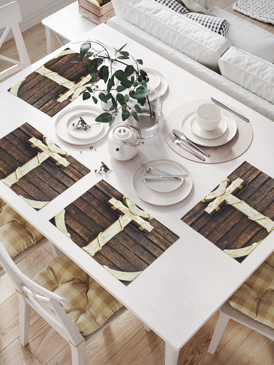 фото Комплект салфеток для сервировки стола «деревянный якорь» (32х46 см, 4 шт.) joyarty
