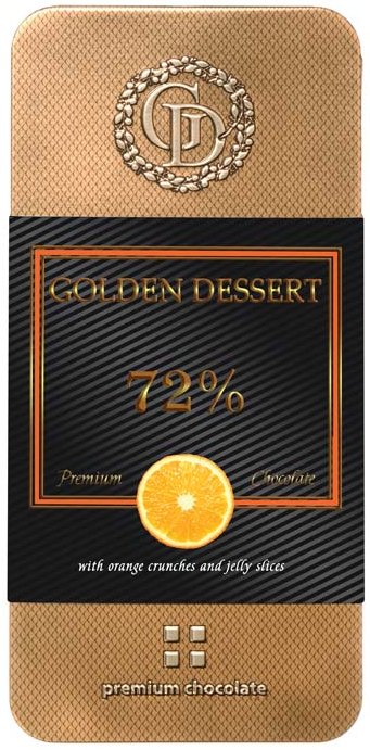 Шоколад Golden Dessert 72% горький с кранчами апельсина и желейными кусочками 100 г