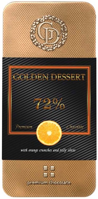 Шоколад Golden Dessert 72 горький с кранчами апельсина и желейными кусочками 100 г 638₽