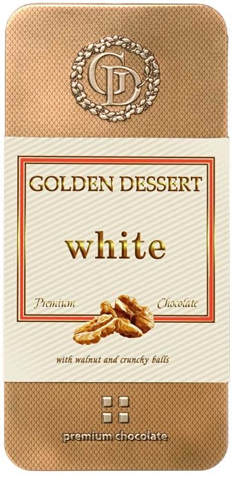 фото Шоколад golden dessert white белый с грецким орехом и хрустящими шариками 95 г