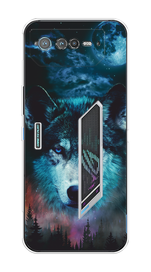 

Чехол на Asus ROG Phone 6 "Лунный волк", Бирюзовый;розовый;синий, 44650-1