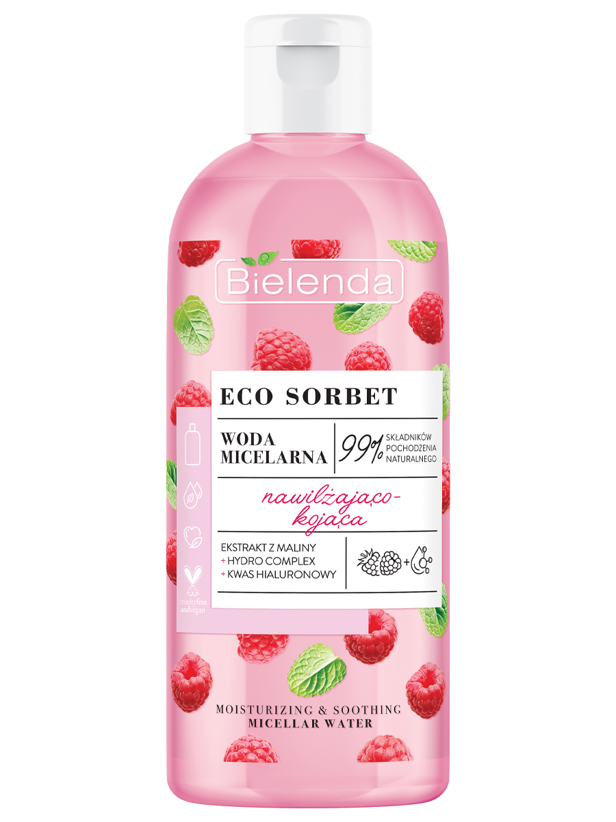 фото Eco sorbet raspberry мицеллярная вода увлажняющая и успокаивающая, 500 мл bielenda