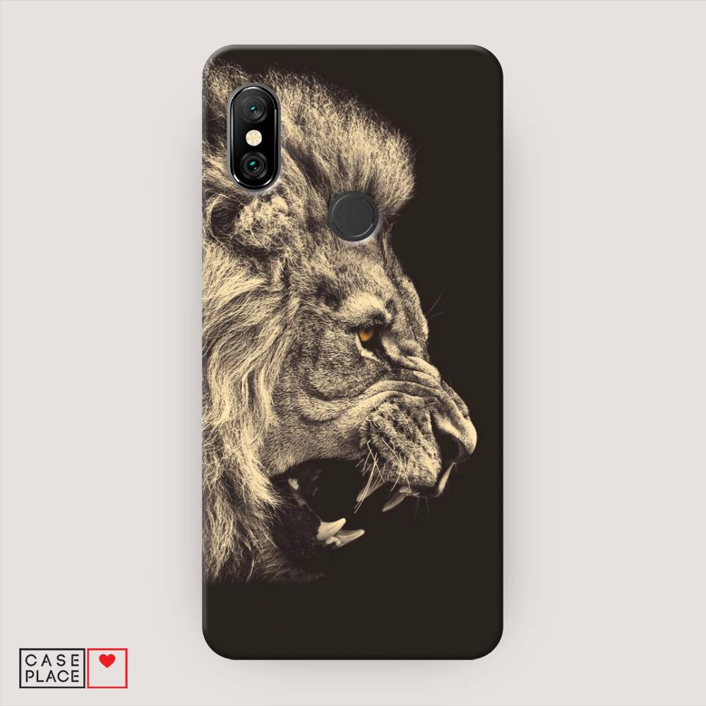 фото Пластиковый чехол "львиный рык 2" на xiaomi redmi note 6 pro awog