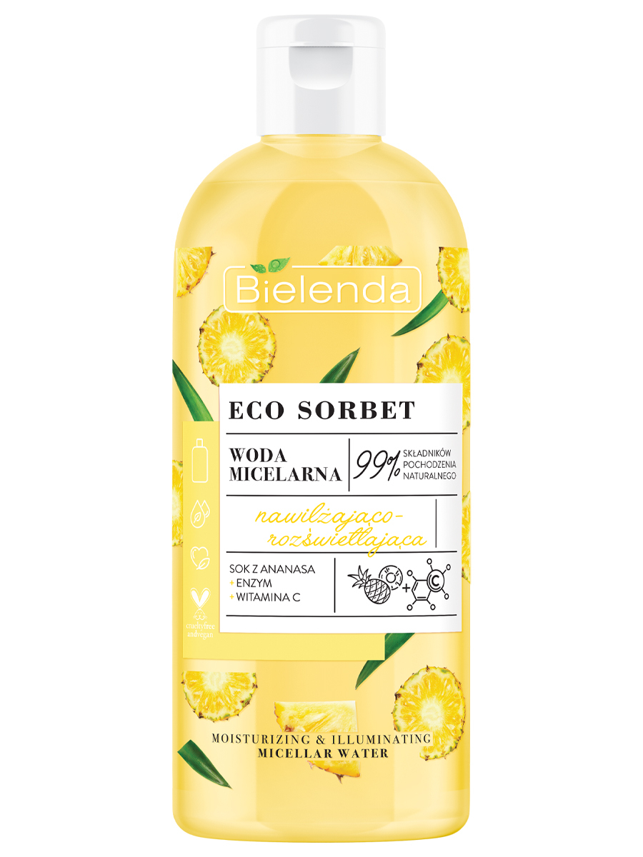 фото Eco sorbet pineapple мицеллярная вода увлажняющая с эффектом осветления, 500 мл bielenda