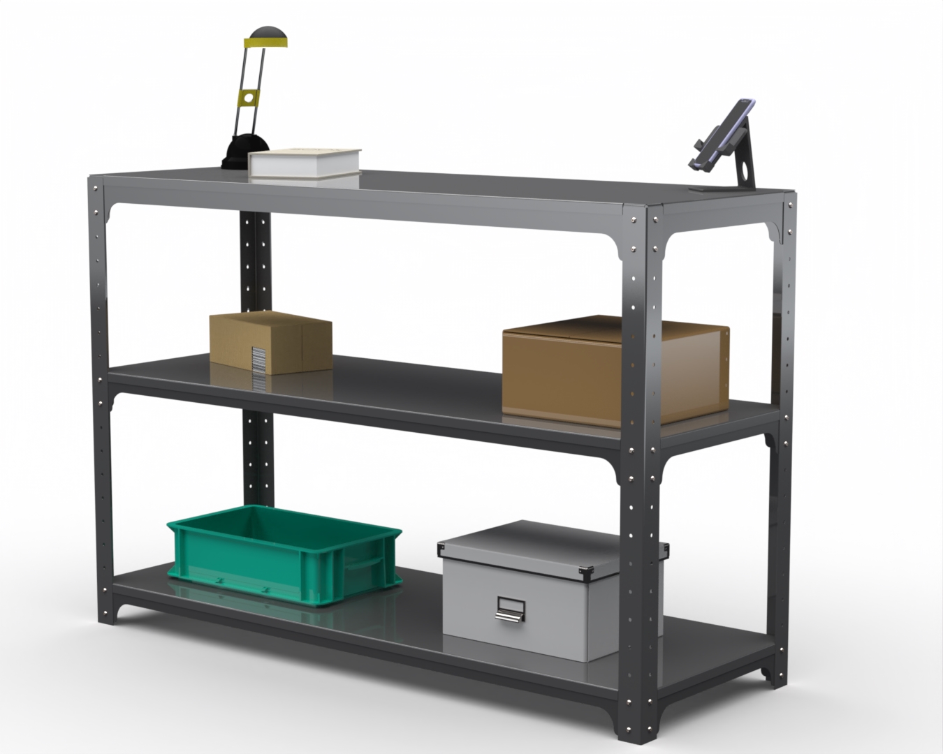 

Стол-верстак Metalex 204963 KIT 950х1500х400 с двумя полками, серый