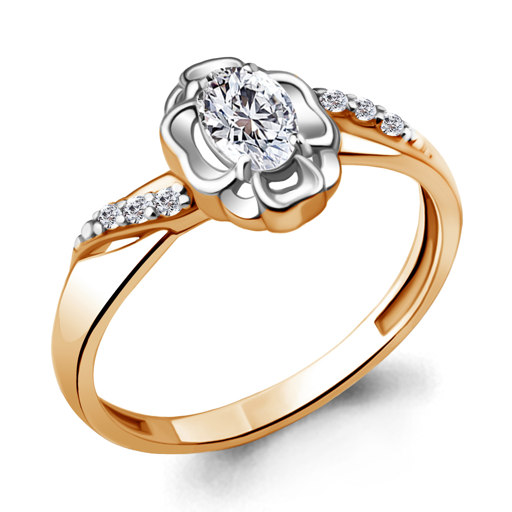 

Кольцо из красного золота с фианитом р., Aquamarine 68648А, 68648А_585_кз