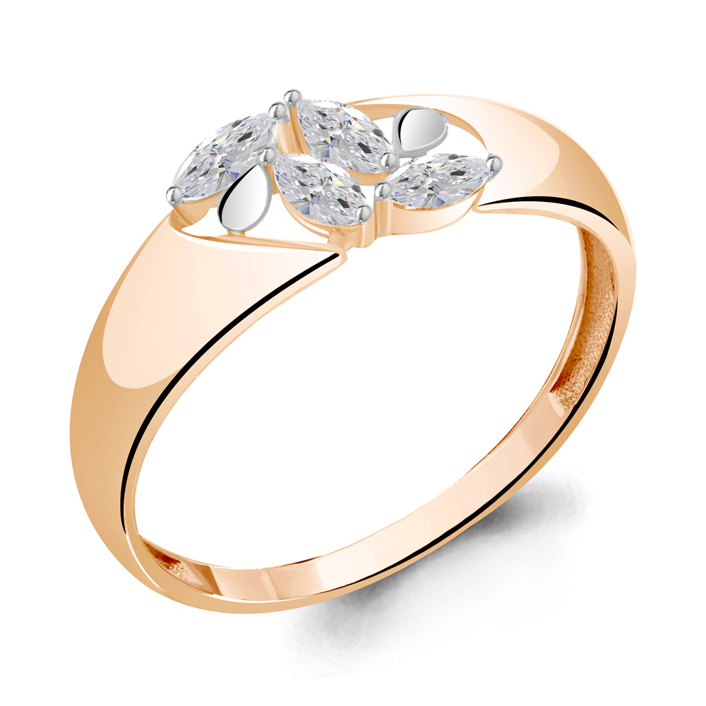 

Кольцо из красного золота с фианитом р. Aquamarine 67308, 67308_585_кз