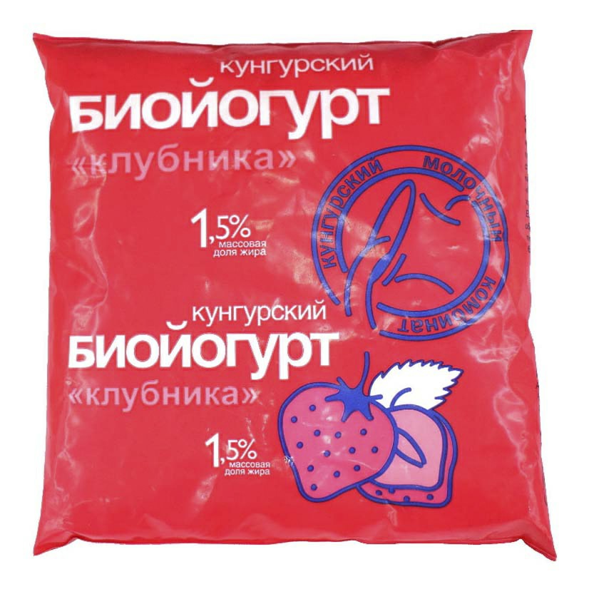 

Питьевой йогурт Кунгурский молочный комбинат Клубника 1,5% БЗМЖ 450 г