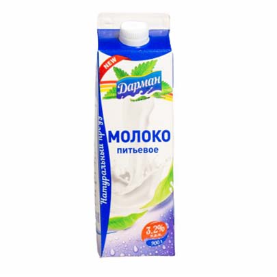 

Молоко 3,2% пастеризованное 900 мл Дарман БЗМЖ