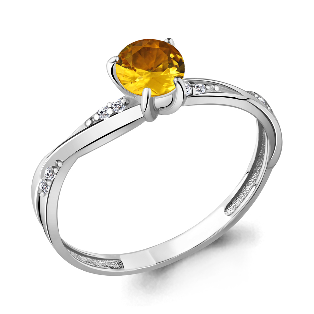 

Кольцо из серебра с цитрином/фианитом р., Aquamarine 6511806А, 6511806А_925_р