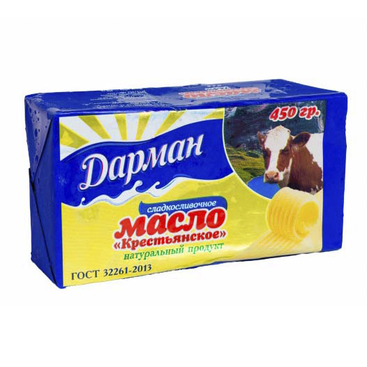 

Сладкосливочное масло Дарман Крестьянское 72,5% БЗМЖ 450 г