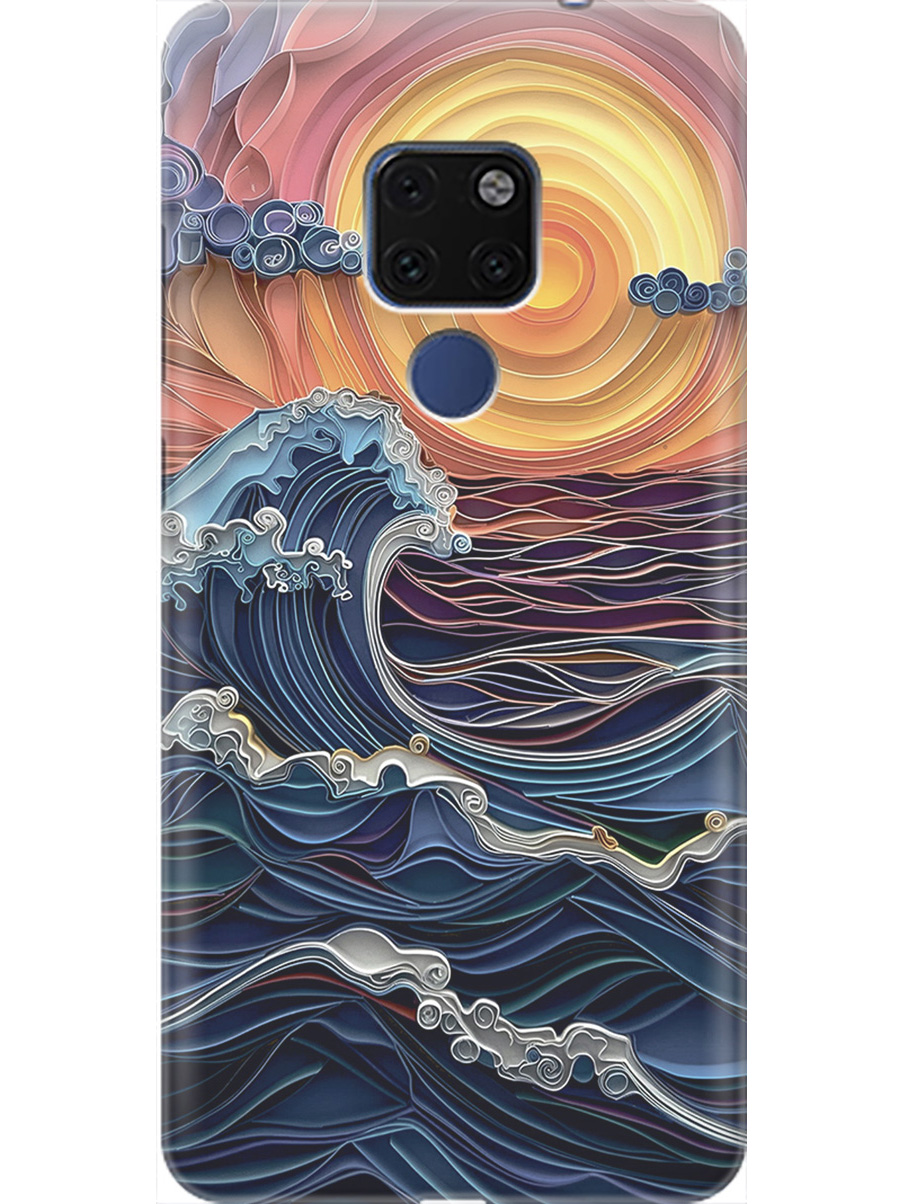 

Силиконовый чехол на Huawei Mate 20 с принтом "Волны на закате", Прозрачный;оранжевый;синий, 719708910