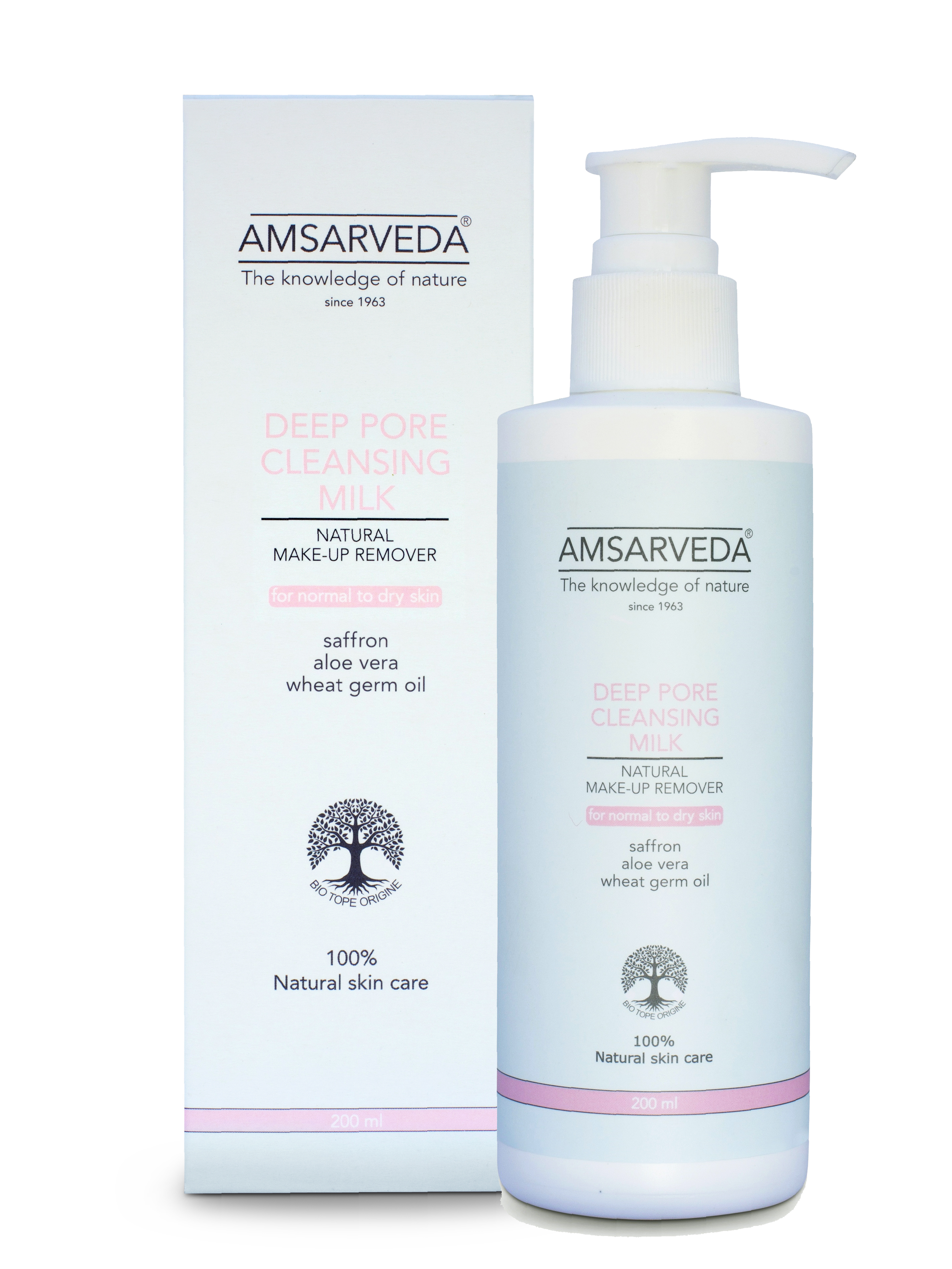 Купить Молочко AMSARVEDA для глубокого очищения кожи лица и снятия макияжа с шафраном, 200 мл, Deep Pore Cleansing Milk