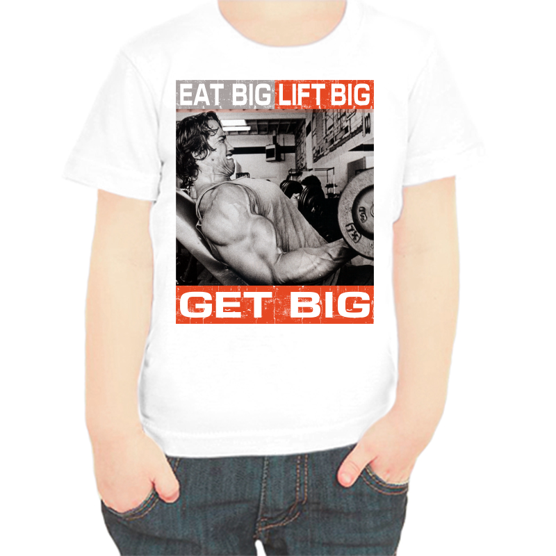 

Футболка мальчику белая 36 р-р eat big lift big get big, Белый, fdm_eat_big_lift_big