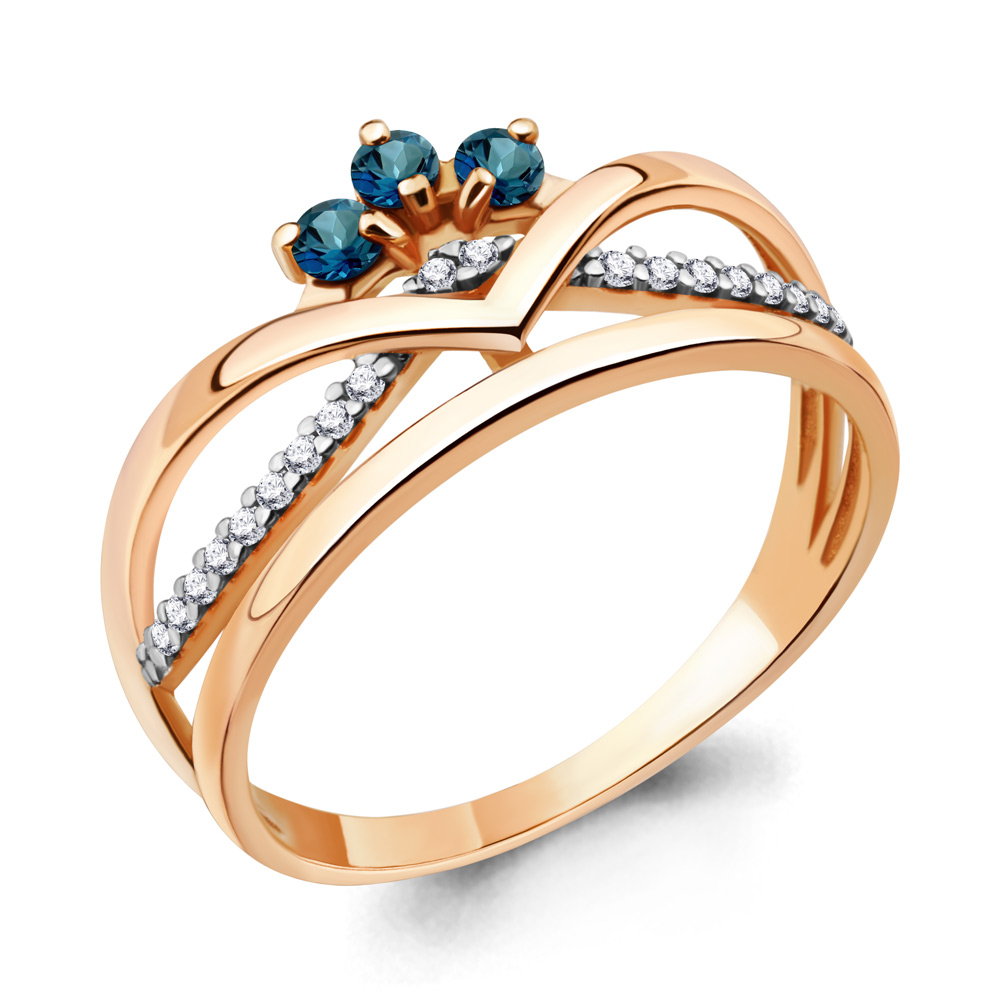 

Кольцо из серебра с топазом/фианитом р., Aquamarine 6574008А, 6574008А_925_з