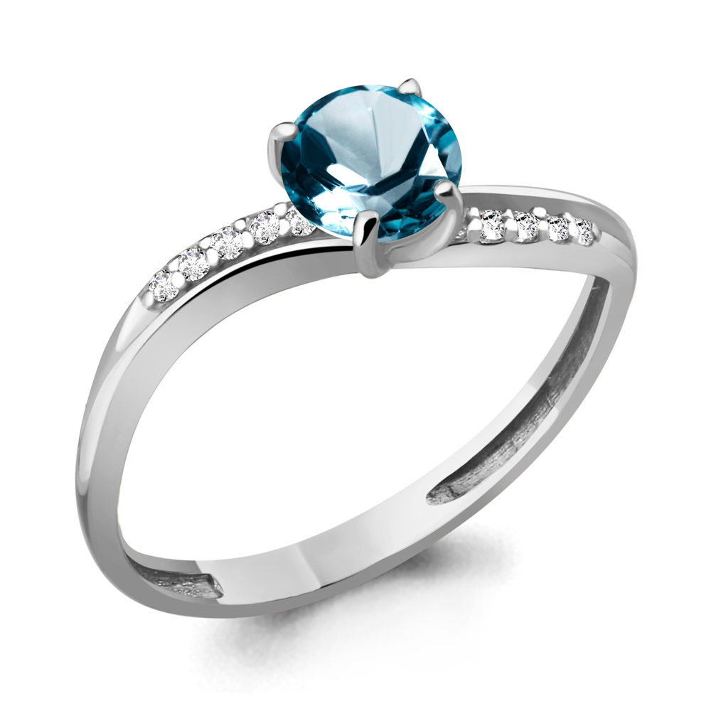 

Кольцо из серебра с топазом/фианитом р. Aquamarine 6511708А, 6511708А_925_р