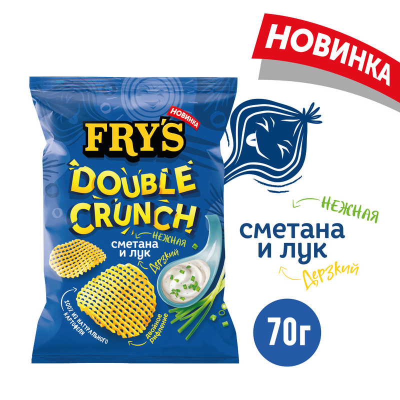 Чипсы картофельные Frys вкус Нежная сметана и дерзкий лук 70 г 104₽