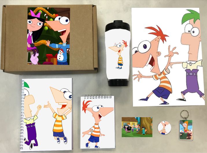 

Бокс с подарком финес и ферб, phineas and ferb 0005, 7 предметов