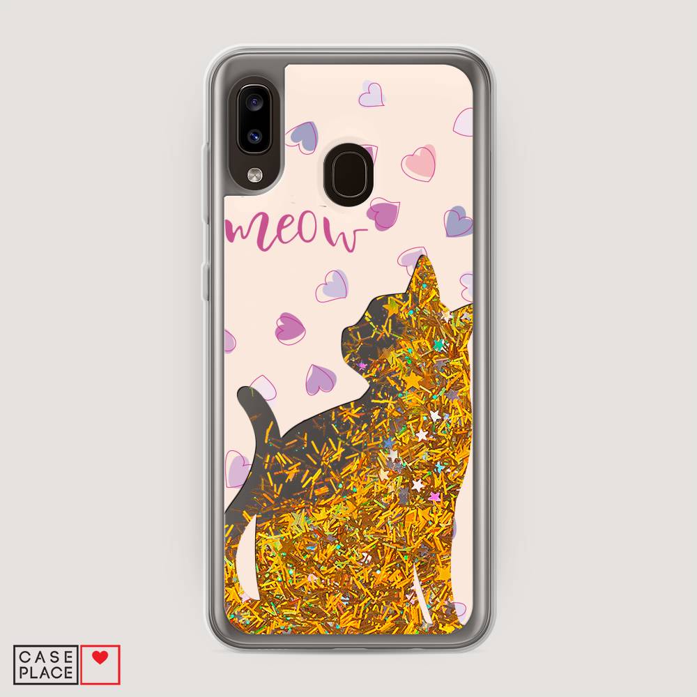 

Жидкий чехол с блестками "Прозрачный кот" на Samsung Galaxy A30, 27590-1
