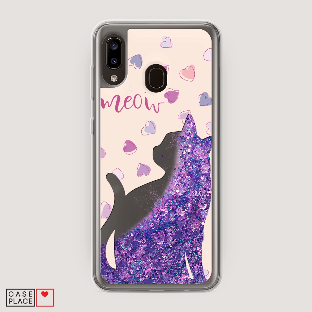 

Жидкий чехол с блестками "Прозрачный кот" на Samsung Galaxy A30, 27592-1