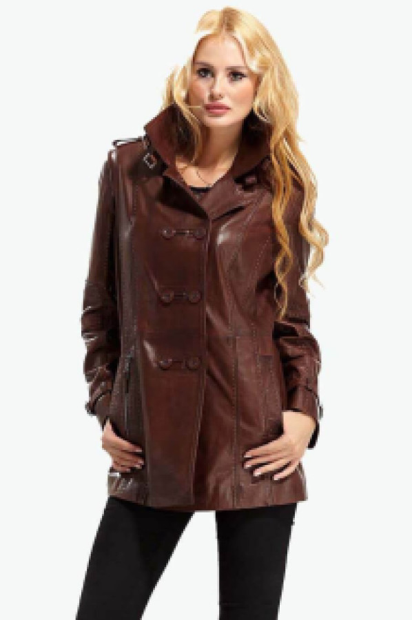 Кожаная куртка женская Deriza 39-3207 коричневая M (доставка из-за рубежа)