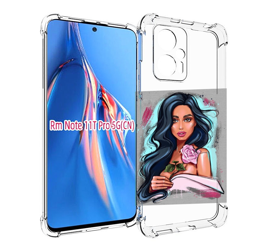 

Чехол MyPads Девушка-с-розовой-розочкой женский для Xiaomi Redmi Note 11T Pro / 11T Pro..., Прозрачный, Tocco