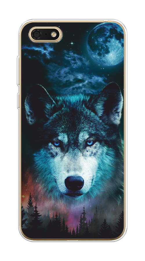 

Чехол на Huawei Honor 7A/7A Prime/Y5 Prime 2018/Y5 2018 "Лунный волк", Бирюзовый;розовый;синий, 66350-1