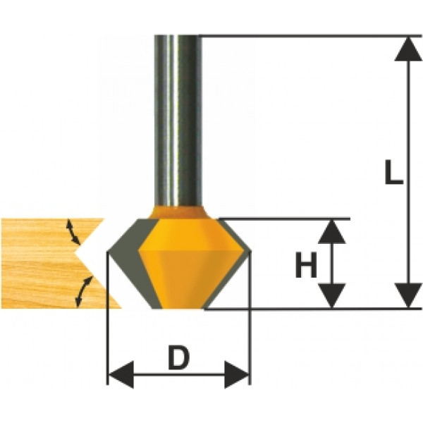 

Фреза по дереву кромочная конусная O38.1х22.2 45° твердосплав ц/хв 12 ЭНКОР бокс, 10641