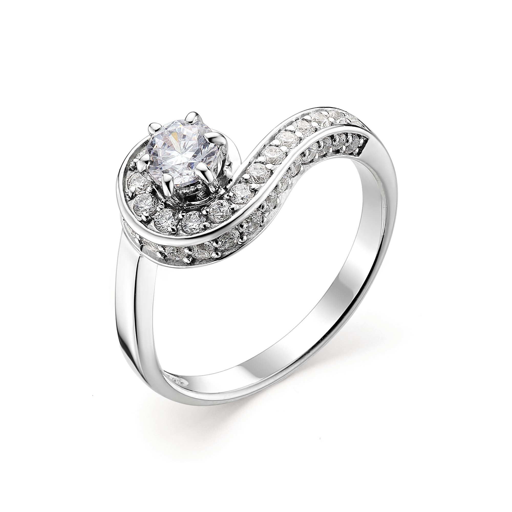 

Кольцо женское АЛЬКОР 01-0785/00КЦ-00 из серебра, фианит, р. 19, 01-0785/00КЦ-00