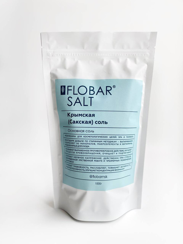 

Соль для ванн Flobar Salt Сакская Крымская 1000 грамм, Бежевый;прозрачный