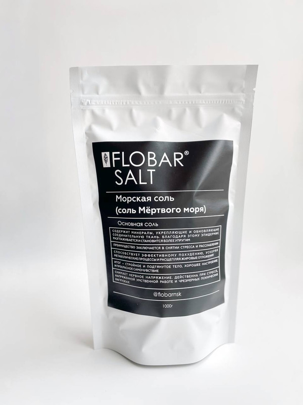 

Соль для ванн Flobar Salt Мертвого моря 1000 грамм, Белый