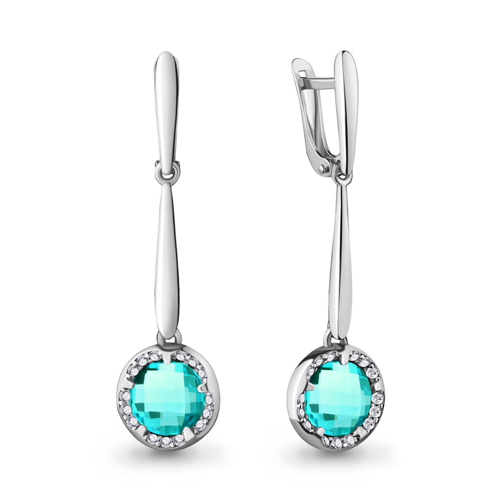 

Серьги из серебра с фианитом Aquamarine 4724188А_925_р, 4724188А_925_р