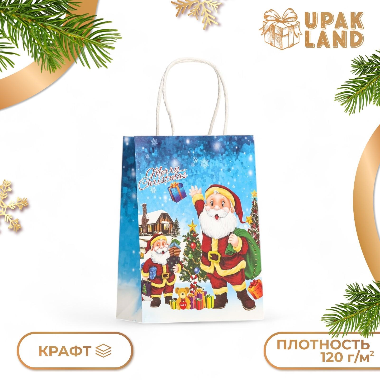 

Подарочный пакет UPAK LAND бумажный Дед Мороз 120г/м 15 х 8 х 21 см