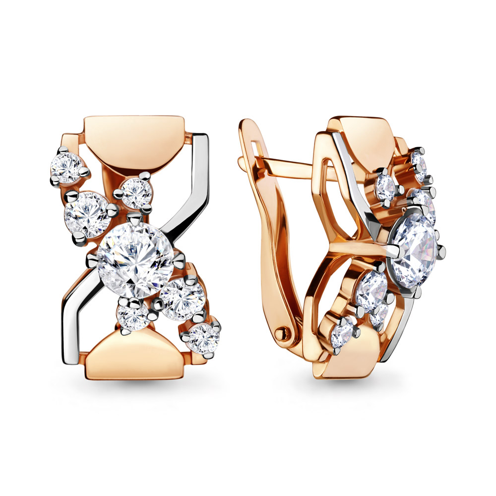 

Серьги из красного золота с фианитом Aquamarine 458761А, 458761А_585_кз